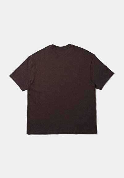 Afficher les détails de T-shirt À Manches Courtes Marron Oversize Fit Droit Homme