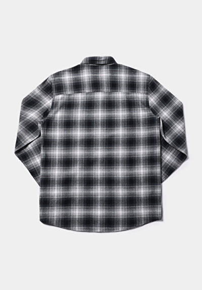 Afficher les détails de Chemise À Manches Longues Marine Regular Fit Plaid Sergé Homme