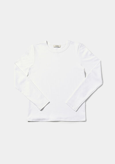 Image de T-shirt À Manches Longues Blanc Slim Fit  Femme