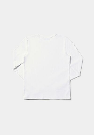 Afficher les détails de T-shirt À Manches Longues Blanc Slim Fit  Femme