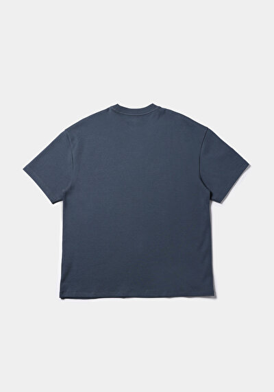 Afficher les détails de T-shirt À Manches Courtes Bleu Oversize Fit Droit Homme