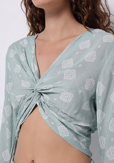 Image de Chemisier À Manches Longues Vert Slim Fit Femme