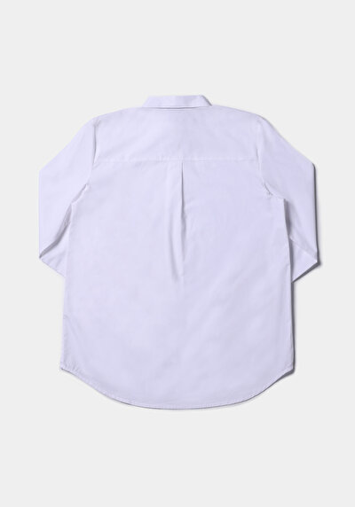 Afficher les détails de Chemise À Manches Longues Blanc Regular Fit Droit Uni Femme