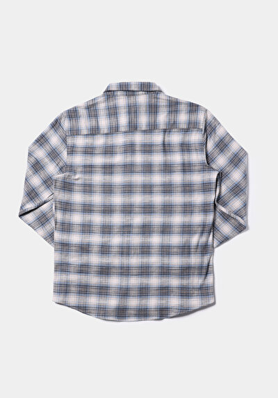 Afficher les détails de Chemise À Manches Longues Bleu Regular Fit Plaid Sergé Homme