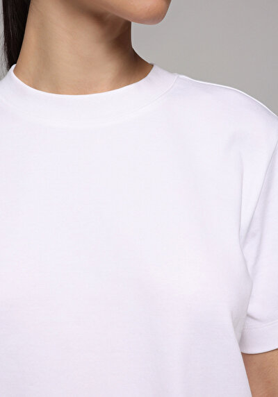 Image de T-shirt À Manches Courtes Blanc Boxy Fit Droit Femme