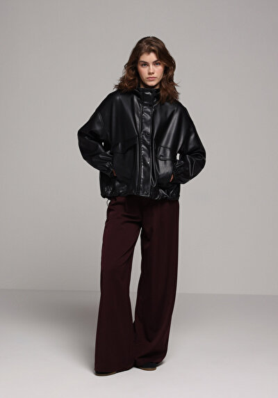 Image de Veste Pu Noir Manches Longues  Regular Fit Femme