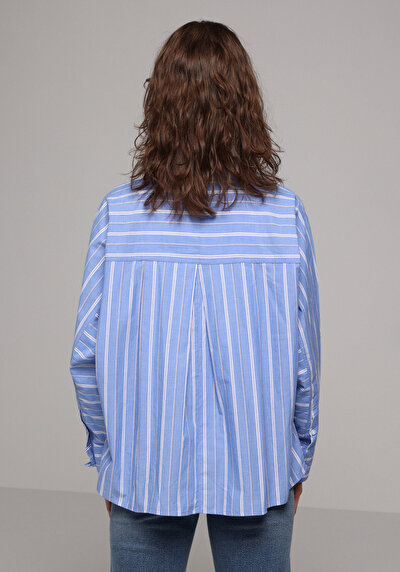 Image de Chemise À Manches Longues Bleu Fashion Fit Rayé Uni Femme