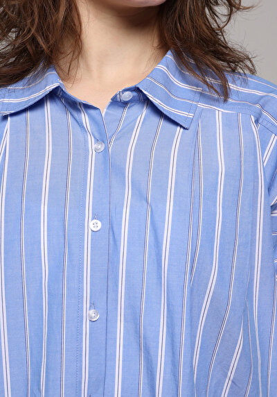 Image de Chemise À Manches Longues Bleu Fashion Fit Rayé Uni Femme