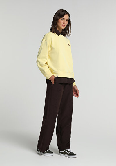 Image de Pantalon Marron Wide Leg High Rise En Ratière Regular Fit Femme