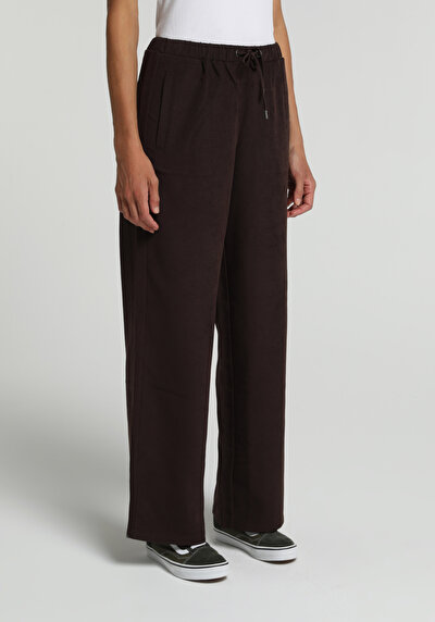 Image de Pantalon Marron Wide Leg High Rise En Ratière Regular Fit Femme