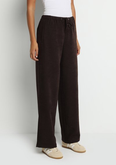 Image de Pantalon Marron Wide Leg High Rise En Ratière Regular Fit Femme