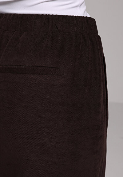 Image de Pantalon Marron Wide Leg High Rise En Ratière Regular Fit Femme