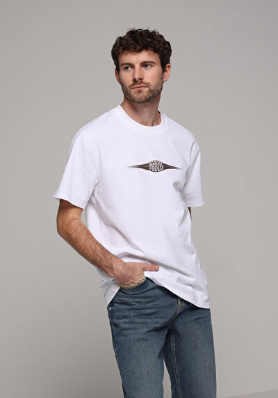 Image de T-shirt À Manches Courtes Blanc Comfort Fit Droit Homme