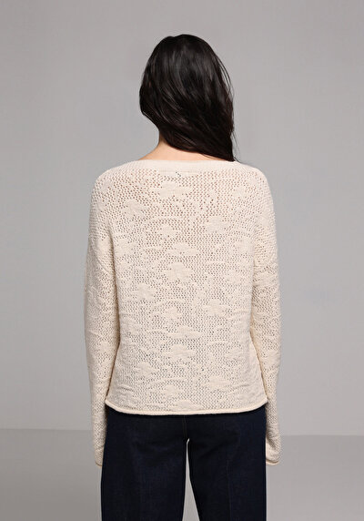 Image de Pull Ecru Regular Fit Manches Longues Femme