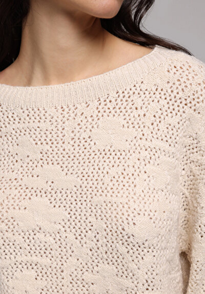 Image de Pull Ecru Regular Fit Manches Longues Femme