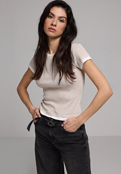 Image de Tricoter Beige Slim Fit Femme