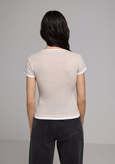 Afficher les détails de Tricoter Beige Slim Fit  Femme