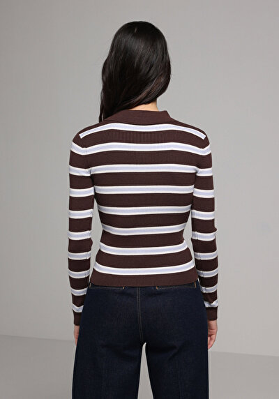 Image de Pull Marron Slim Fit Manches Longues Femme