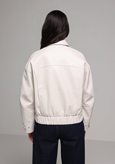 Image de Veste Pu Ecru Manches Longues  Regular Fit Femme
