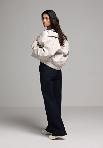 Image de Veste Pu Ecru Manches Longues  Regular Fit Femme