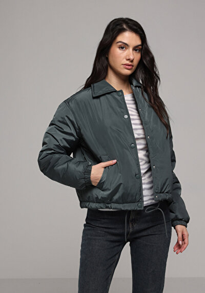 Image de Veste Vert Regular Fit Manches Longues Matelassé Femme