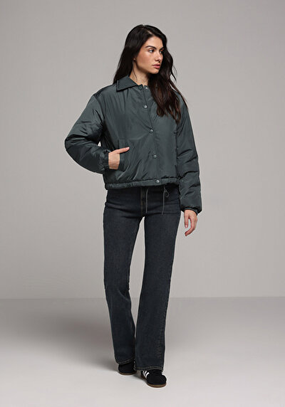 Image de Veste Vert Regular Fit Manches Longues Matelassé Femme