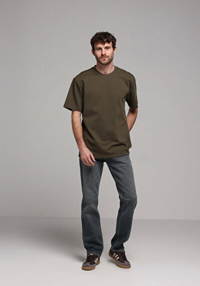 Image de T-shirt À Manches Courtes Vert Comfort Fit Droit Homme