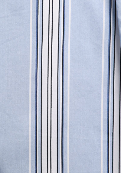 Afficher les détails de Chemise À Manches Longues Bleu Regular Fit Rayé Popeline Femme