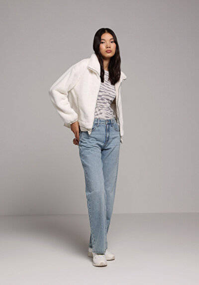 Image de Veste Ecru Regular Fit Manches Longues Sherpa Femme