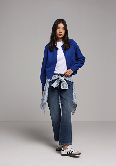 Image de Cardigan Tricot Bleu Regular Fit Femme
