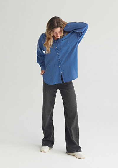 Image de Chemise À Manches Longues Bleu Fashion Fit Rayé Uni Femme