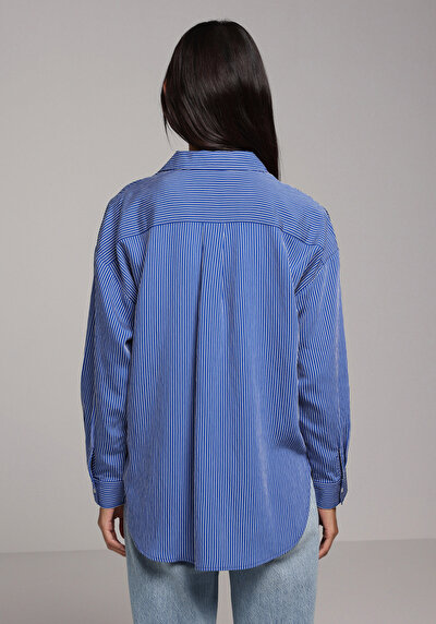 Image de Chemise À Manches Longues Bleu Fashion Fit Rayé Uni Femme