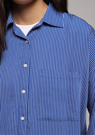 Image de Chemise À Manches Longues Bleu Fashion Fit Rayé Uni Femme