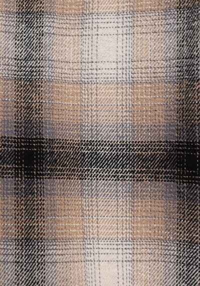 Afficher les détails de Chemise À Manches Longues Beige Comfort Fit Plaid Sergé Homme