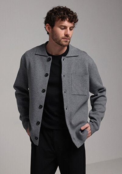 Image de Cardigan Tricot Gris Regular Fit Homme