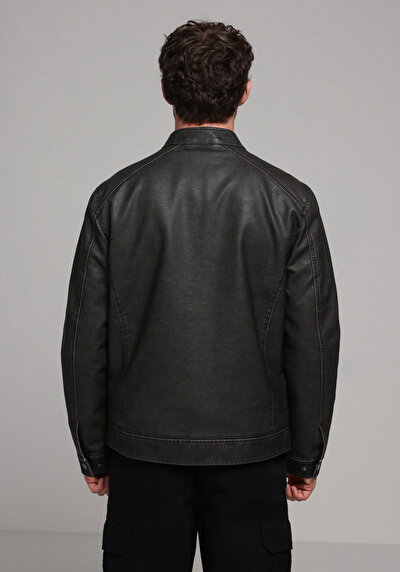 Image de Veste Pu Anthracite Slim Fit Homme
