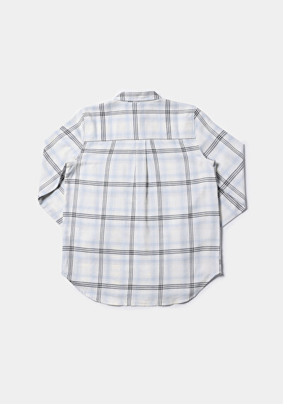 Afficher les détails de Chemise À Manches Longues Blanc Regular Fit Plaid Flanelle Femme