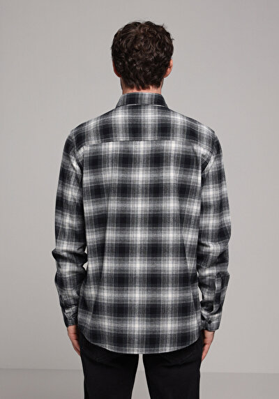 Image de Chemise À Manches Longues Marine Regular Fit Plaid Sergé Homme
