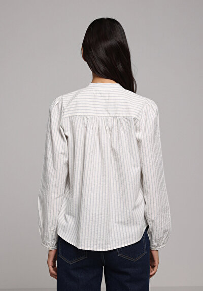 Image de Chemise À Manches Longues Blanc Fashion Fit Rayé Ratière Femme