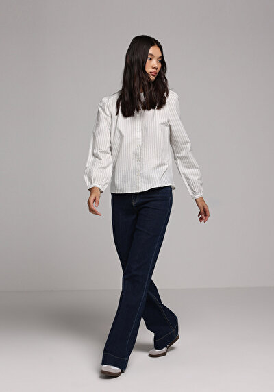 Image de Chemise À Manches Longues Blanc Fashion Fit Rayé Ratière Femme