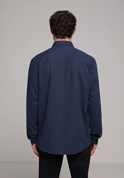 Image de Chemise À Manches Longues Marine Regular Fit Droit Oxford Homme