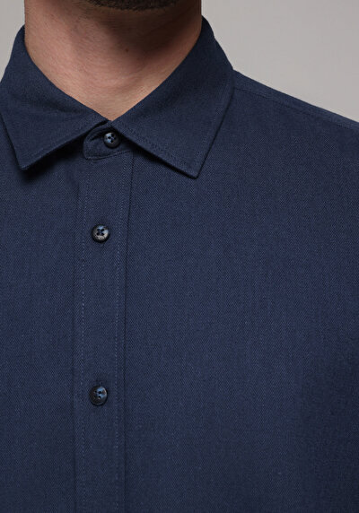 Image de Chemise À Manches Longues Marine Regular Fit Droit Oxford Homme