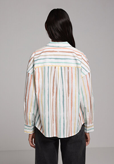 Image de Chemise À Manches Longues Multicolou Regular Fit Rayé Uni Femme