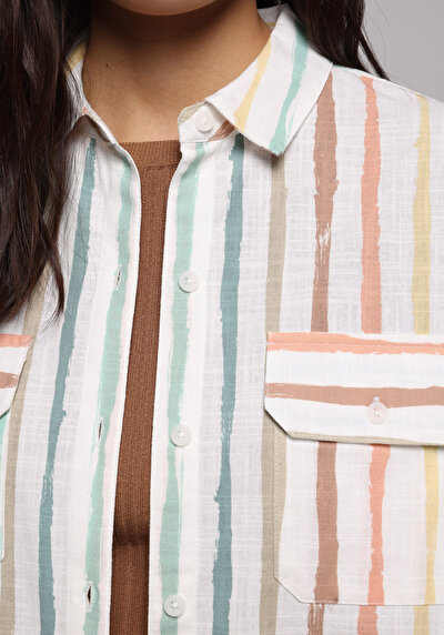 Image de Chemise À Manches Longues Multicolou Regular Fit Rayé Uni Femme
