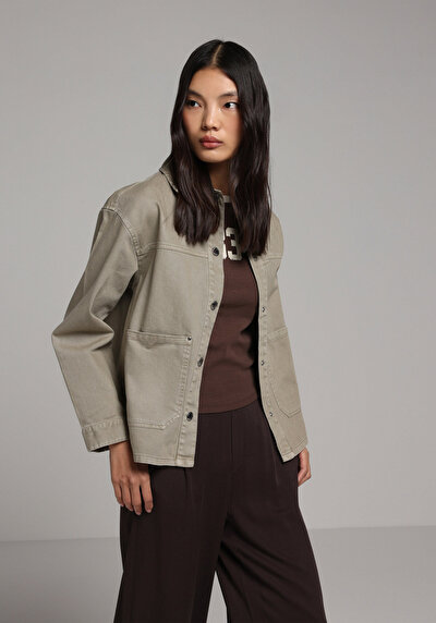 Image de Vert Regular Fit Gabardine Femme