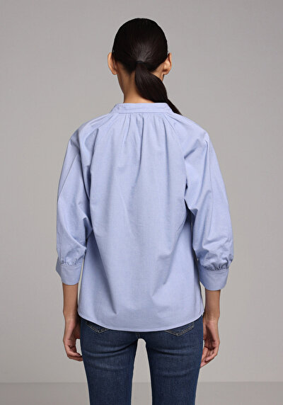 Image de Chemisier À Manches Longues Bleu Fashion Fit Femme