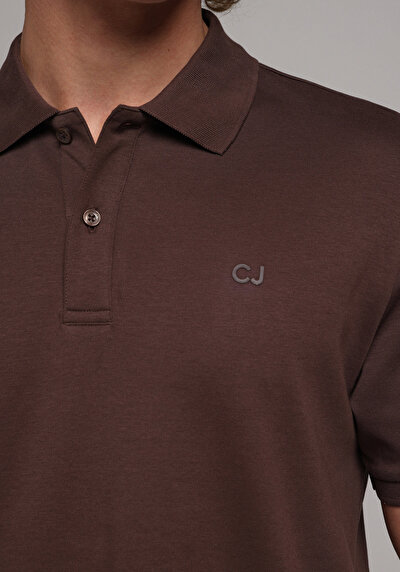 Image de T-shirt Polo À Manches Courtes Marron Droit Regular Fit Homme