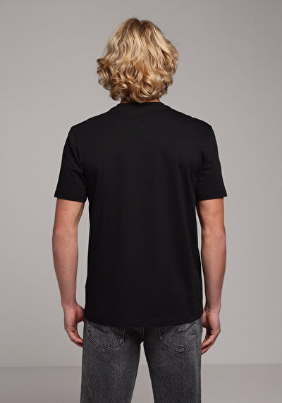 Image de T-shirt À Manches Courtes Noir Regular Fit Droit Homme