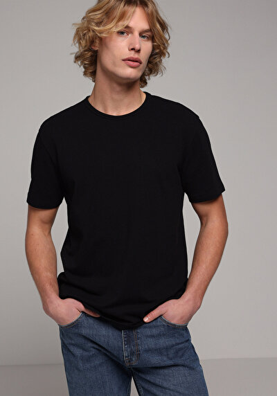 Image de T-shirt À Manches Courtes Noir Regular Fit Droit Homme