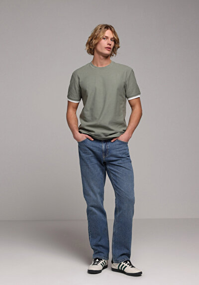 Image de T-shirt À Manches Courtes Vert Regular Fit Droit Homme